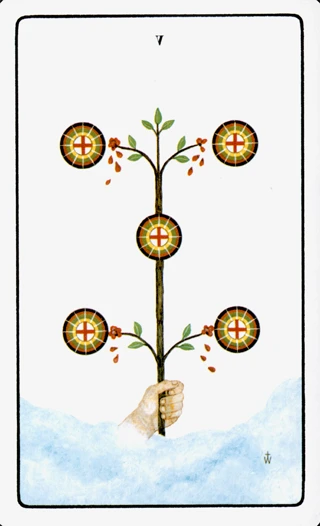 5 of Pentacles — The Golden Dawn Tarot tarot card