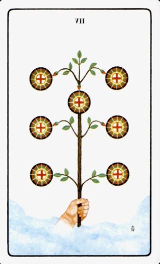7 of Pentacles — The Golden Dawn Tarot tarot card