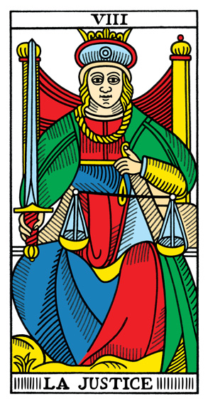 La Justice (Justice) — Tarot de Marseille tarot card