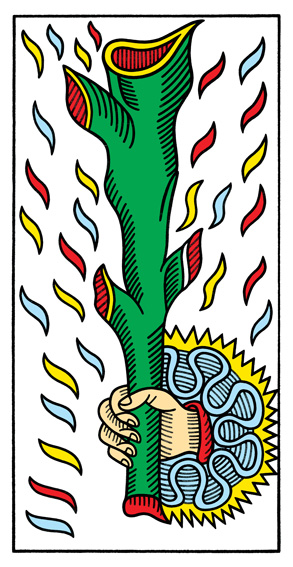 As de Bâtons (Ace of Wands) — Tarot de Marseille tarot card