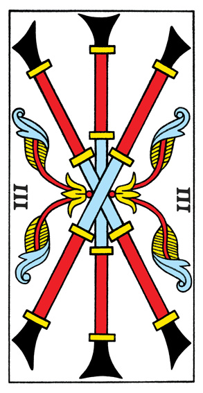 3 de Bâtons (3 of Wands) — Tarot de Marseille tarot card