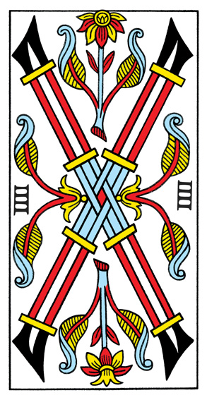 4 de Bâtons (4 of Wands) — Tarot de Marseille tarot card