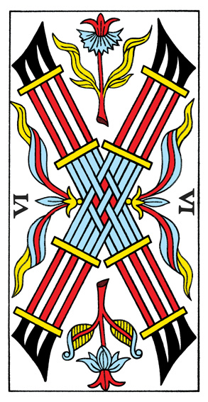 6 de Bâtons (6 of Wands) — Tarot de Marseille tarot card