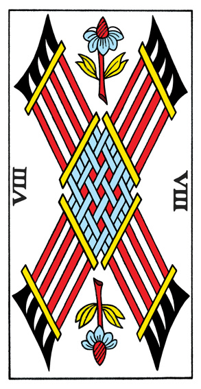 8 de Bâtons (8 of Wands) — Tarot de Marseille tarot card