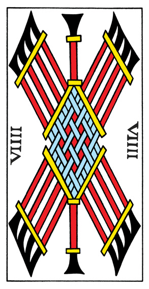 9 de Bâtons (9 of Wands) — Tarot de Marseille tarot card