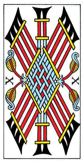 10 de Bâtons (10 of Wands) — Tarot de Marseille tarot card