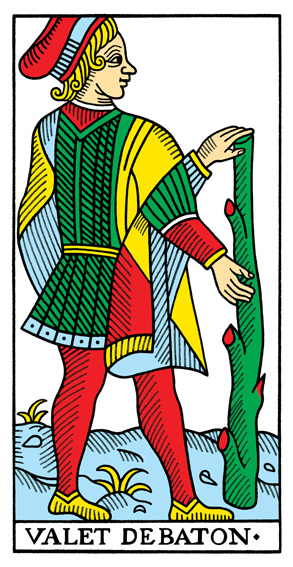 Valet de Bâtons (Page of Wands) — Tarot de Marseille tarot card