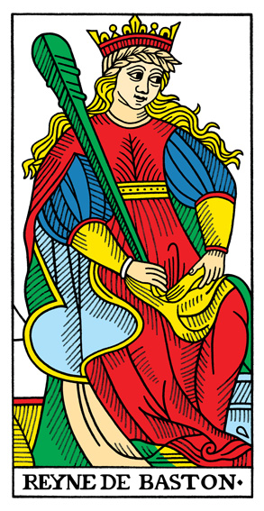 Reine de Bâtons (Queen of Wands) — Tarot de Marseille tarot card