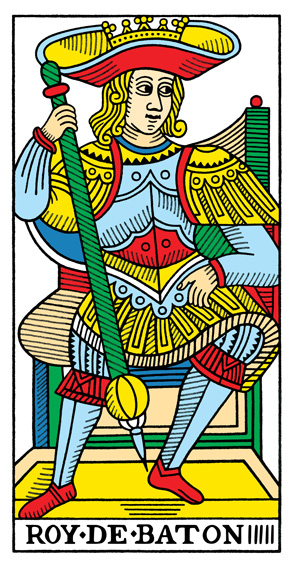 Roi de Bâtons (King of Wands) — Tarot de Marseille tarot card