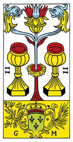 2 de Coupes (2 of Cups) — Tarot de Marseille tarot card
