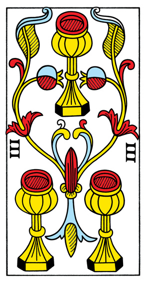 3 de Coupes (3 of Cups) — Tarot de Marseille tarot card