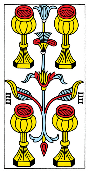 4 de Coupes (4 of Cups) — Tarot de Marseille tarot card