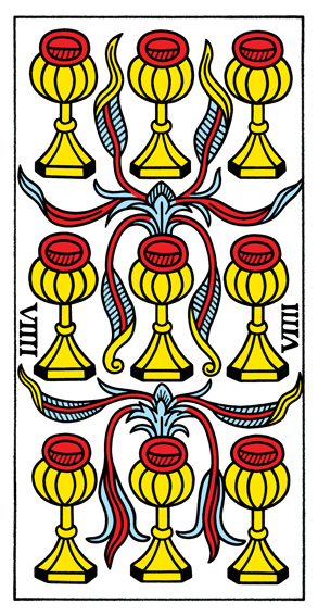 9 de Coupes (9 of Cups) — Tarot de Marseille tarot card