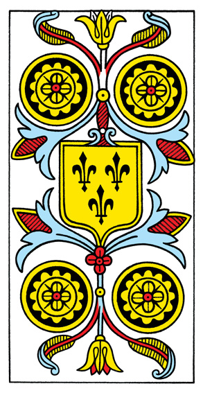 4 de Deniers (4 of Pentacles) — Tarot de Marseille tarot card