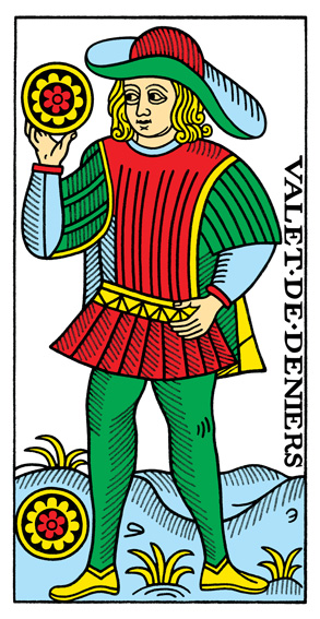 Valet de Deniers (Page of Pentacles) — Tarot de Marseille tarot card