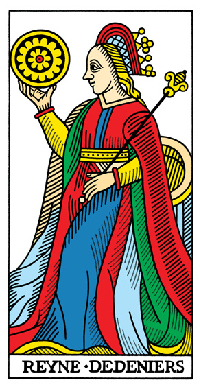 Reine de Deniers (Queen of Pentacles) — Tarot de Marseille tarot card