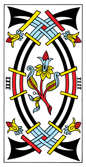 4 d'Épées (4 of Swords) — Tarot de Marseille tarot card