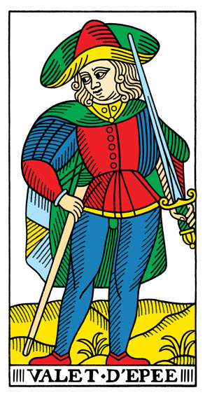 Valet d'Épées (Page of Swords) — Tarot de Marseille tarot card