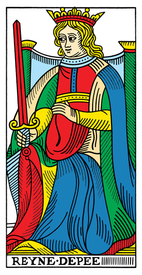 Reine d'Épées (Queen of Swords) — Tarot de Marseille tarot card