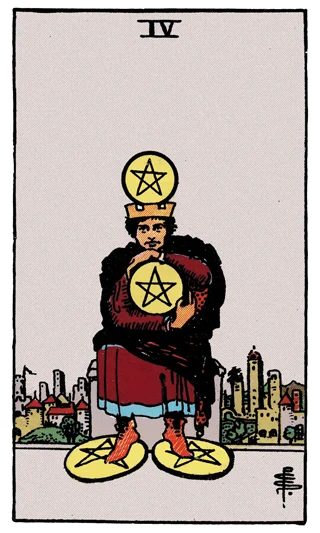 4 of Pentacles — Rider-Waite-Smith (RWS) tarot card