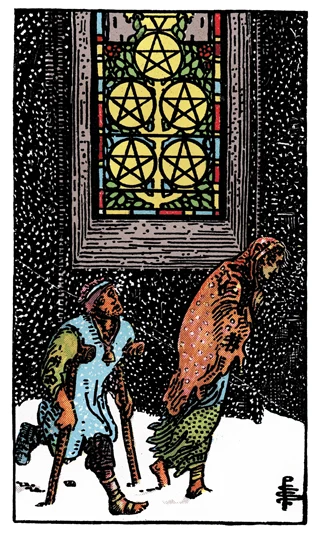 5 of Pentacles — Rider-Waite-Smith (RWS) tarot card
