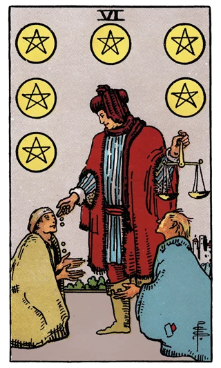 6 of Pentacles — Rider-Waite-Smith (RWS) tarot card