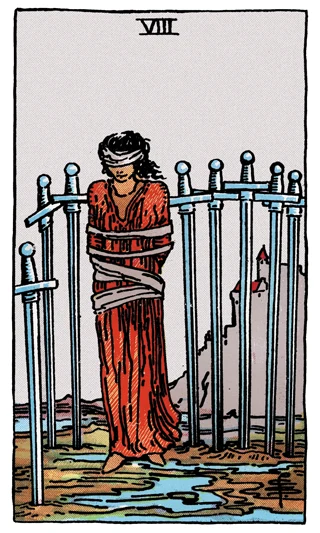 8 of Swords — Rider-Waite-Smith (RWS) tarot card