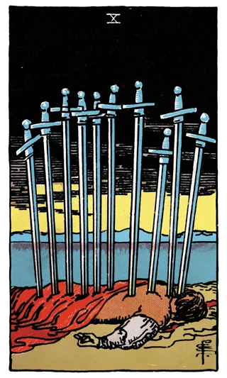 10 of Swords — Rider-Waite-Smith (RWS) tarot card