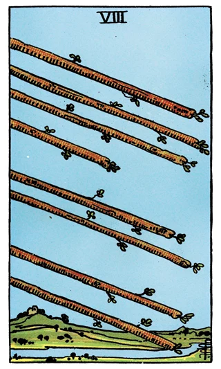 8 of Wands — Rider-Waite-Smith (RWS) tarot card